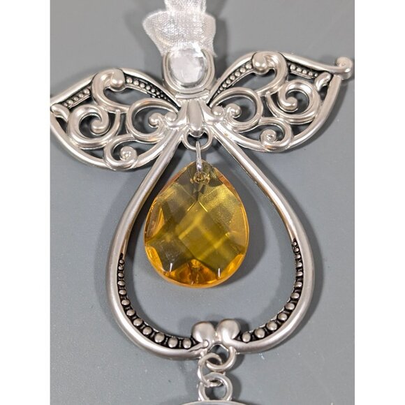 Ganz May Gold Bless You Angel Ornament Glass Charm Christmas - Picture 3 of 6